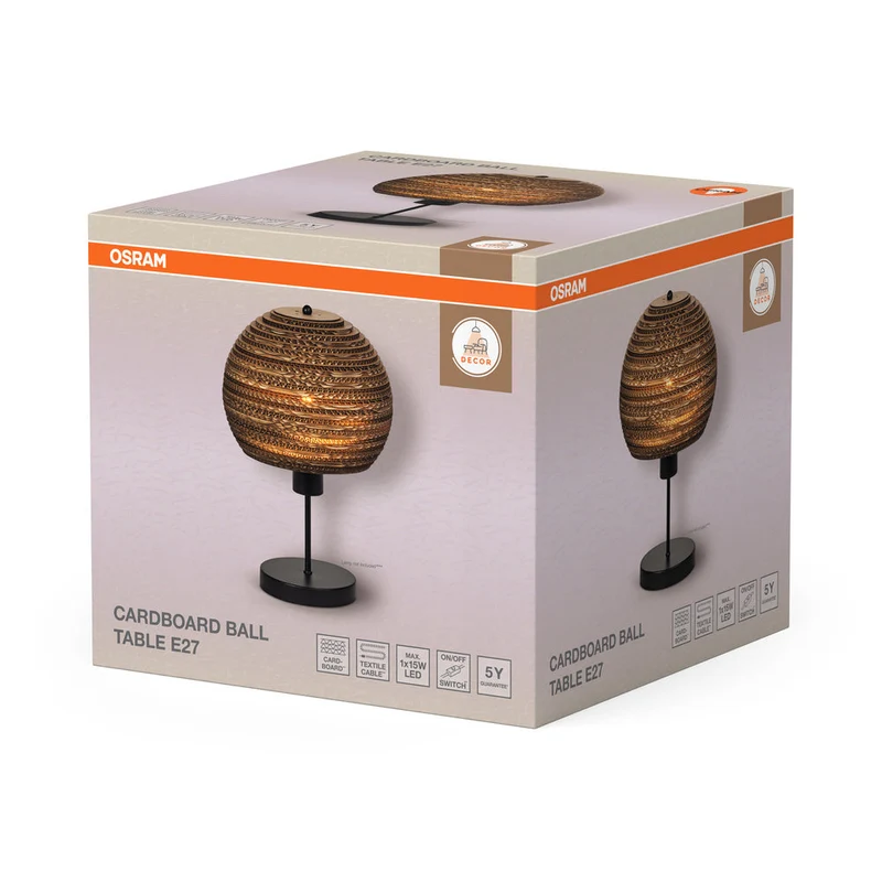OSRAM DECOR Lampada da tavolo Decor Palla di cartone marrone, E27