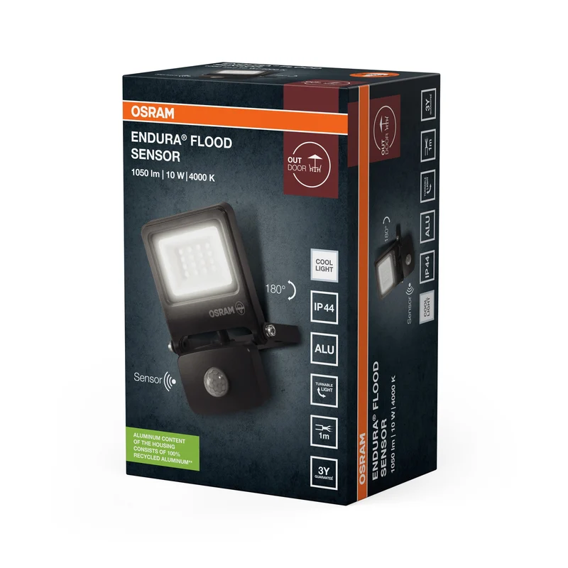 OSRAM LED Faretto, Lampada per applicazioni esterne, Bianco freddo, Sensore integrato di luce diurna e movimento, Endura Flood Sensor