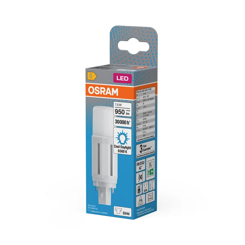 OSRAM DULUX LED D VT EM & ALIMENTAZIONE AC 7.5W 865 G24D