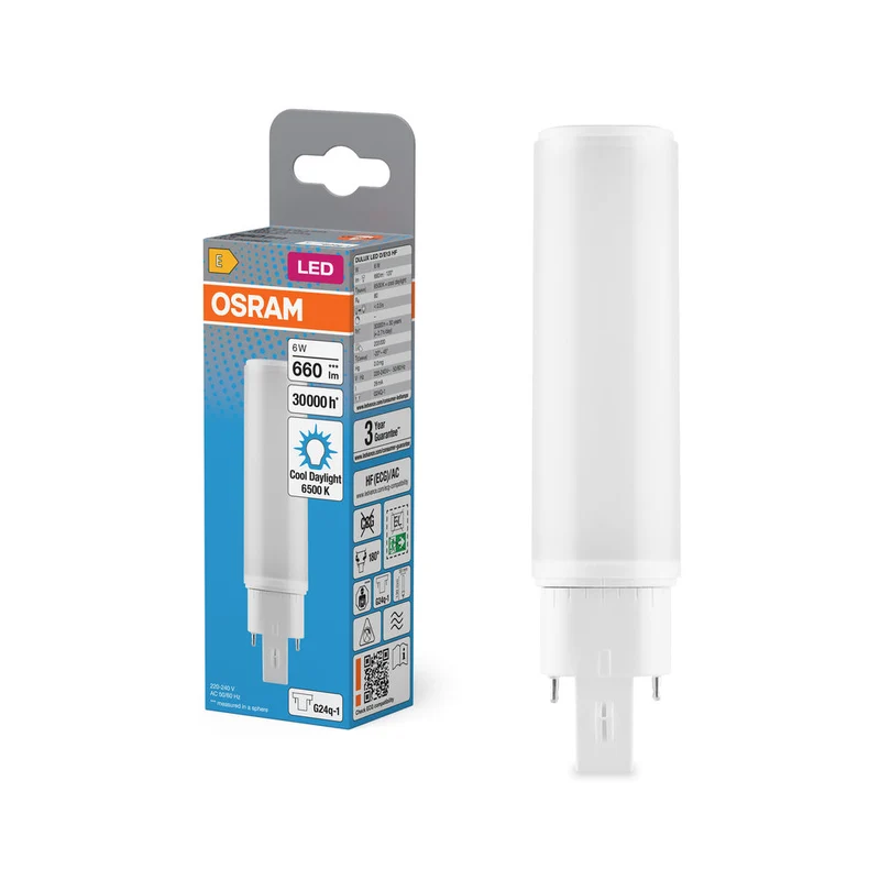 OSRAM DULUX LED D/E HF & ALIMENTAZIONE AC 6W 865 G24Q-1