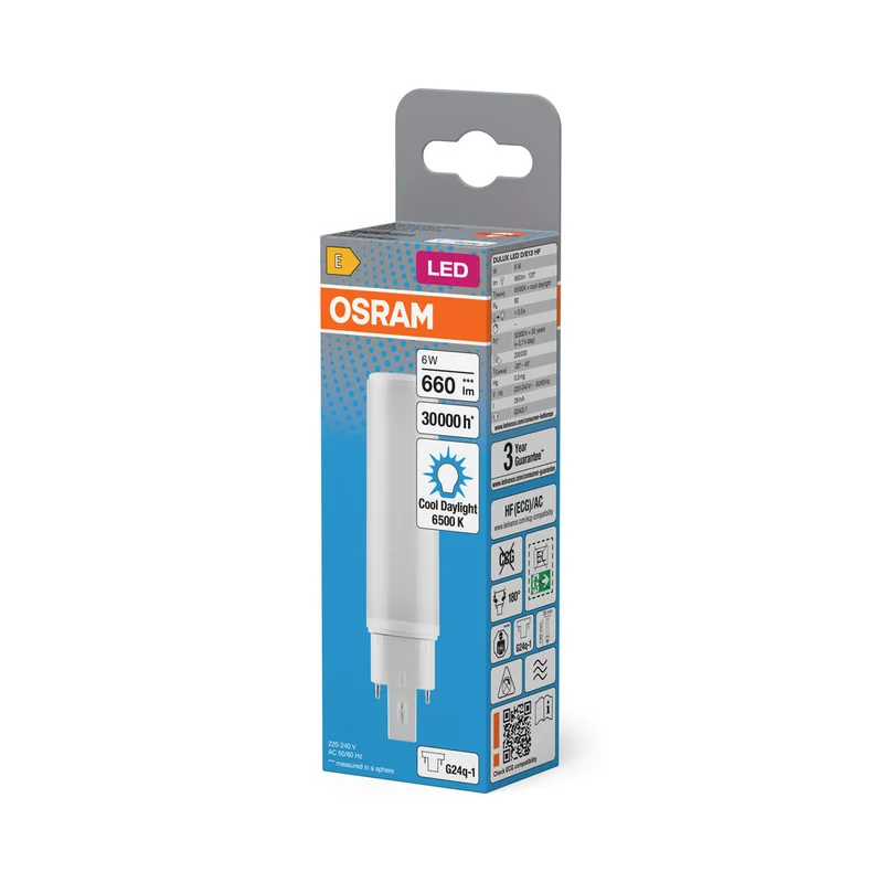 OSRAM DULUX LED D/E HF & ALIMENTAZIONE AC 6W 865 G24Q-1
