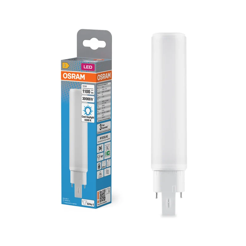 OSRAM DULUX LED D/E HF & ALIMENTAZIONE AC 10W 865 G24Q-3