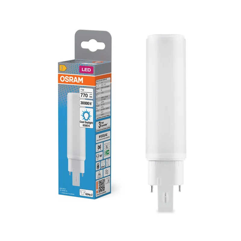 OSRAM DULUX LED D/E HF & ALIMENTAZIONE AC 7W 865 G24Q-2