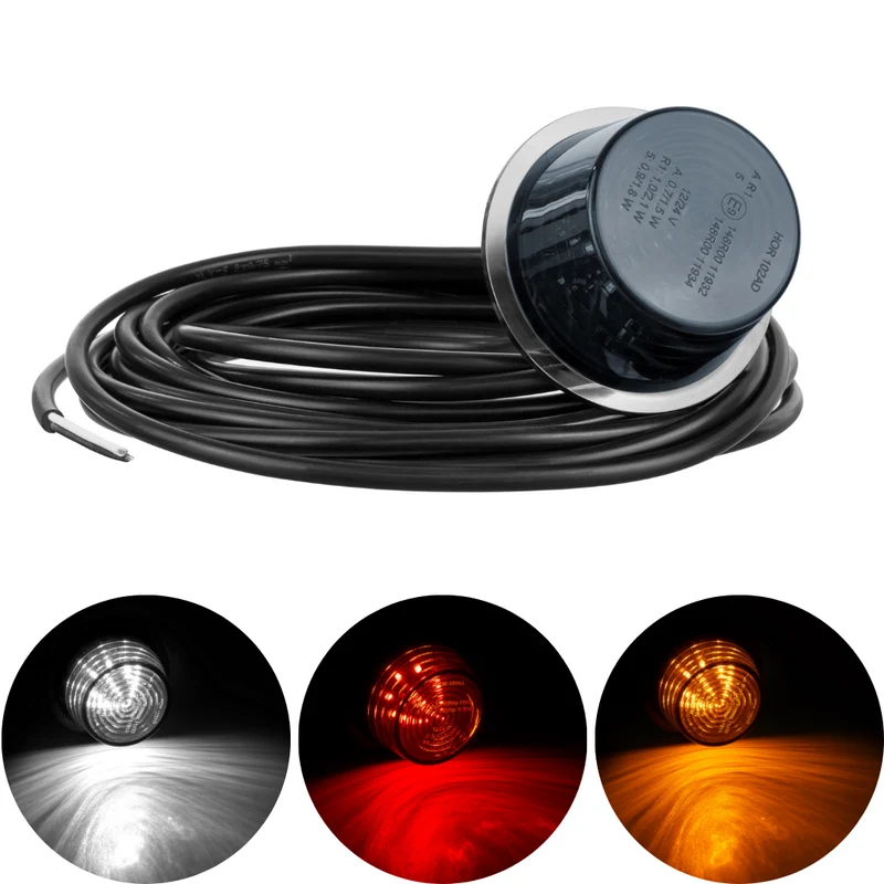 Luci di posizione danesi Old School con lenti scure, inserti LED / cavo da 5 m
