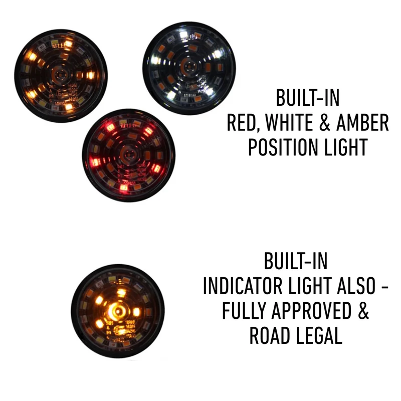 Inserto luminoso danese tricolore con funzione di indicatore rosso, bianco, ambra