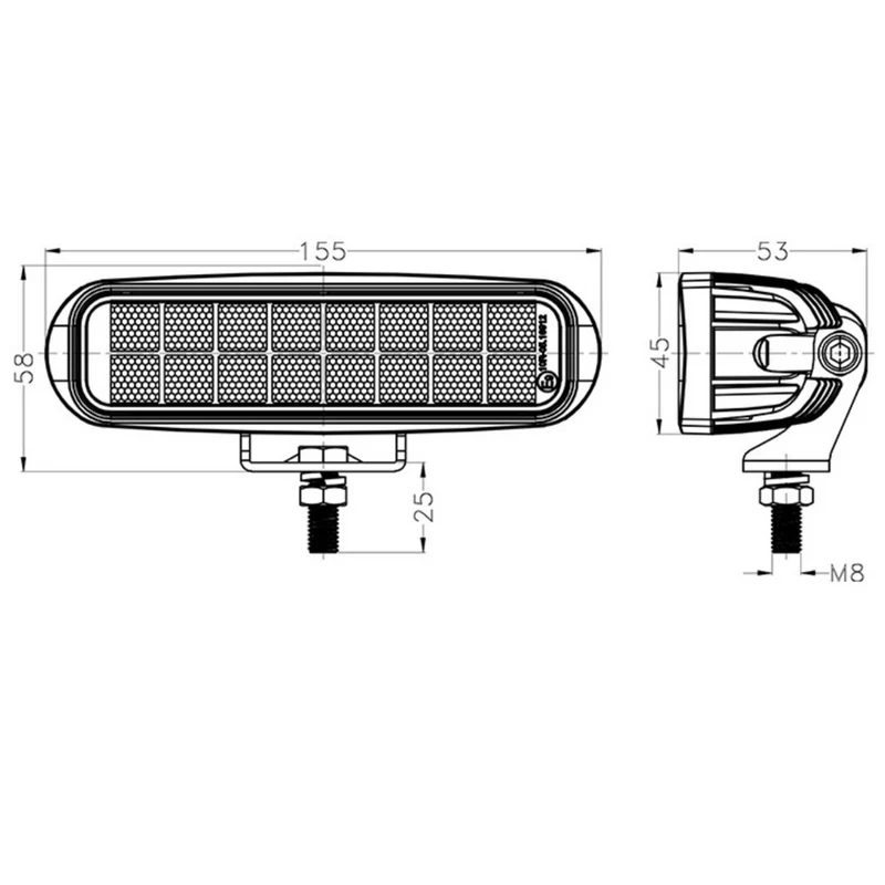 Lampada da lavoro LED sottile rettangolare con staffa in acciaio inox / 16W