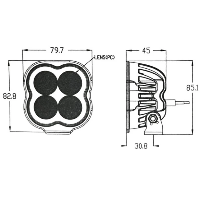 Lampada da lavoro a LED quadrata con staffa in acciaio inox / 20W