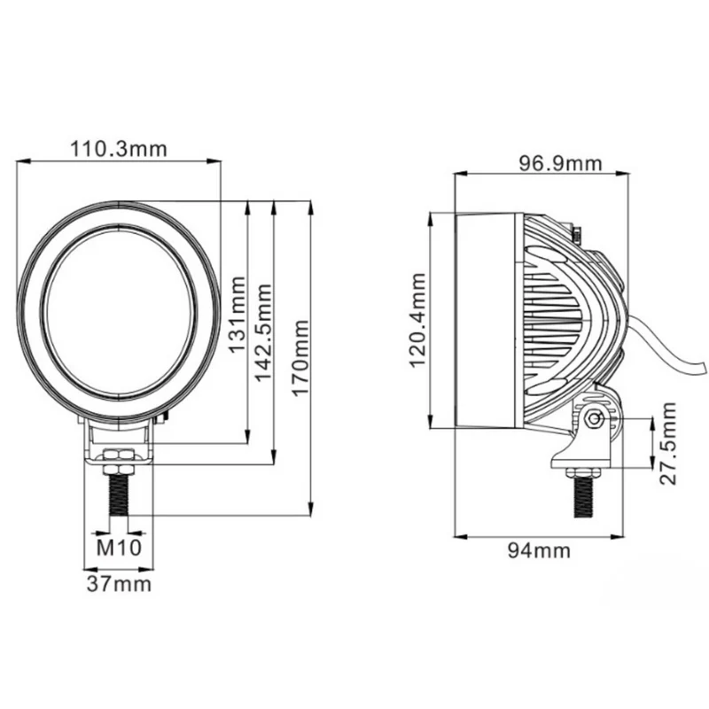 Faro da lavoro LED rotondo stile John Deere 40W / 4000 lumen