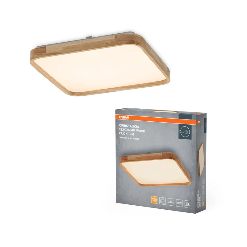 OSRAM ORBIS Alicia lampada da soffitto dimmerabile Click-DIM 16W 292x292mm decorazione in legno