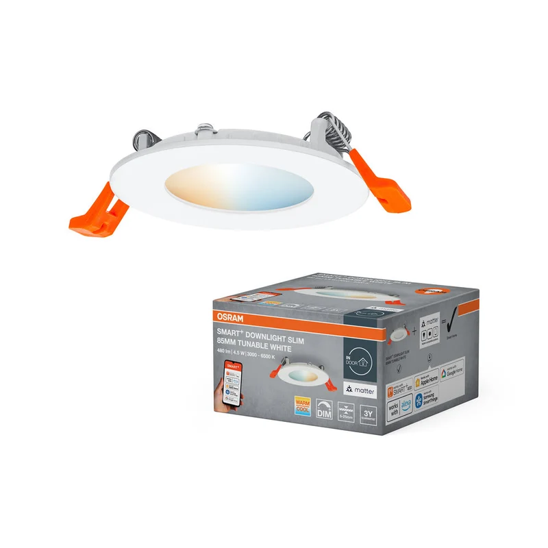 OSRAM Matter SMART+ FARETTO INCASSO SLIM, Ø 85mm TW / 4,50 W Bianco Regolabile, 3000…6500K,