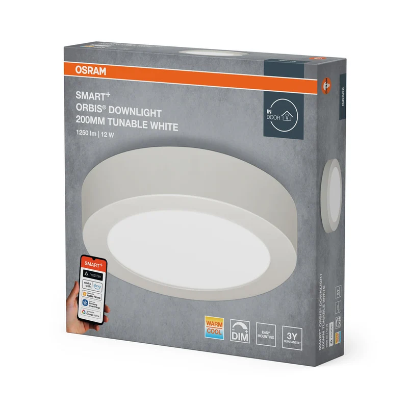 OSRAM Matter SMART+ FARETTO DA INCASSO A SOFFITTO TW / 12 W, 220…240 V, Bianco Regolabile, 3000…6500 K