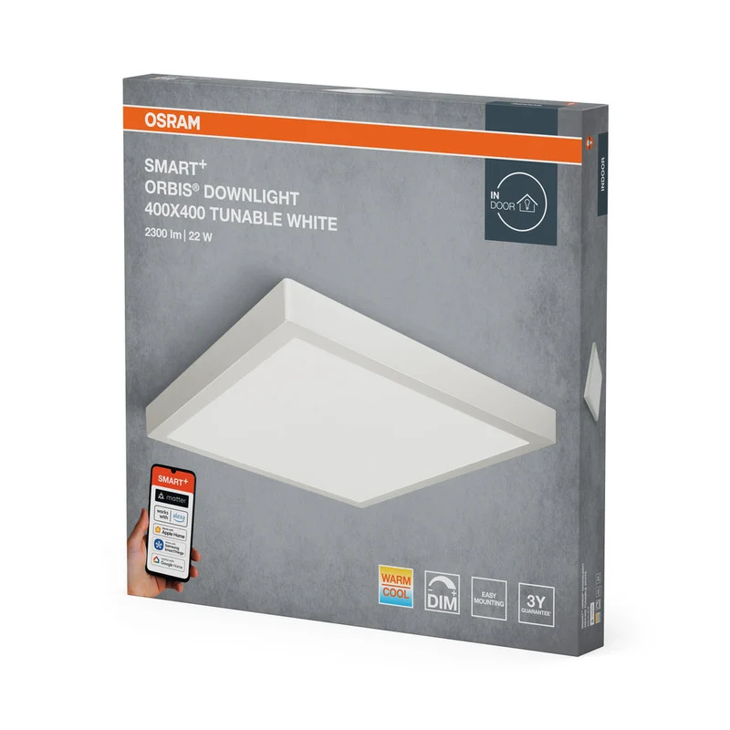 OSRAM Matter SMART+ ORBIS DOWNLIGHT LED lampada da soffitto 40x40cm bianco regolabile 22W / 3000-6500K