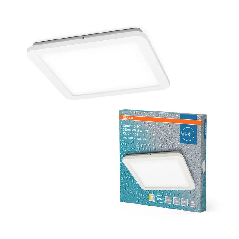 OSRAM ORBIS Disc lampada da soffitto per bagno 30x30cm 22W IP44 bianco