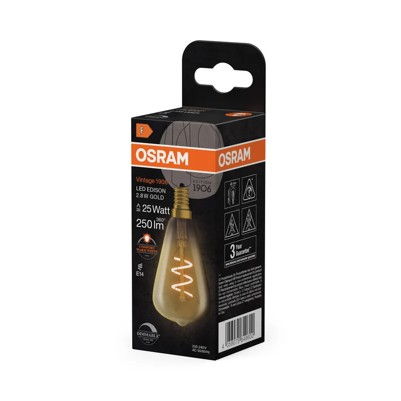 Vintage 1906 LED CLASSICO EDISON DIM 2.8W 822 Oro E14 2