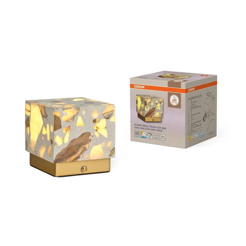 OSRAM DECOR Gleam lampada da tavolo, 2W Touch CCT, dimmerabile, bianco