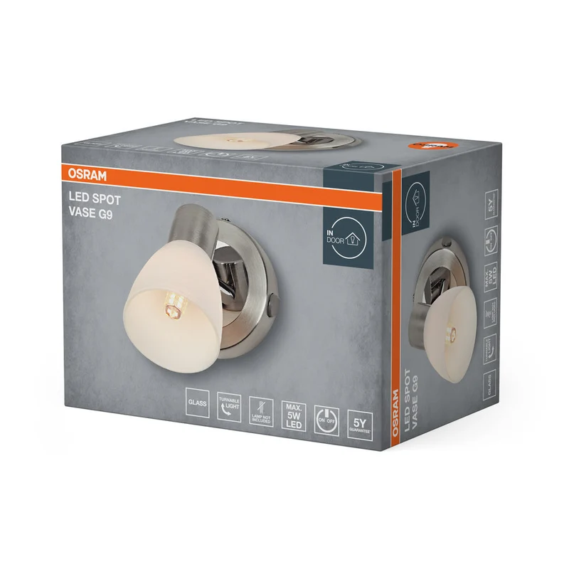 OSRAM LED Spot Vase Lampada da parete 1xG9 Nichel spazzolato