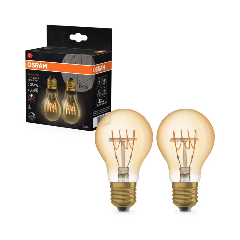 OSRAM Vintage 1906 LED CLASSIC A,B,P SLIM FILAMENT dimmerabile 4,8W 822 Gold E27