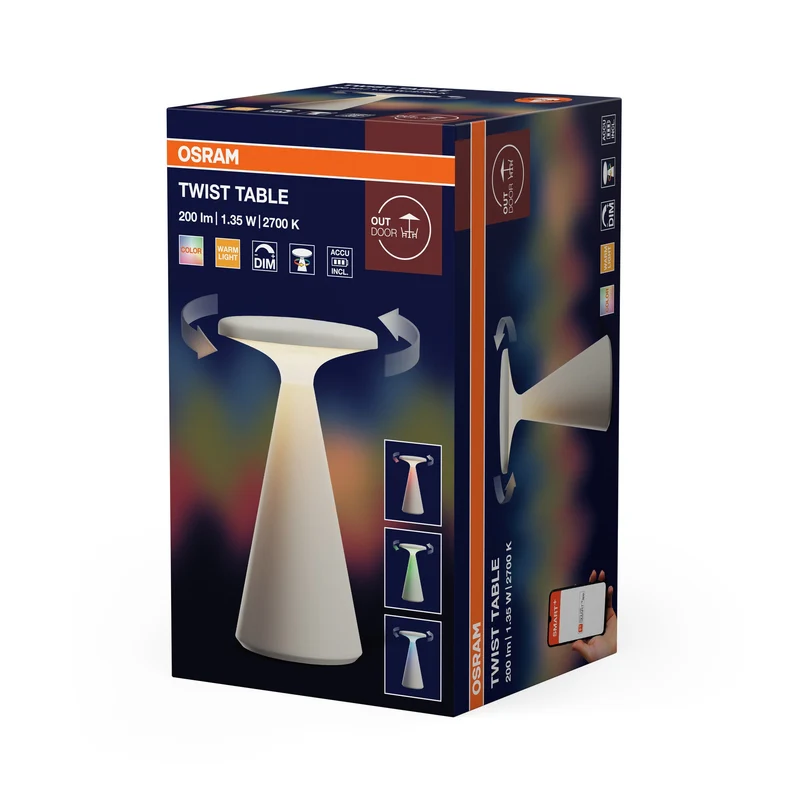 OSRAM SMART+ Lampada da tavolo Bluetooth TWIST RGBW, IP44, 2700K, RGBW