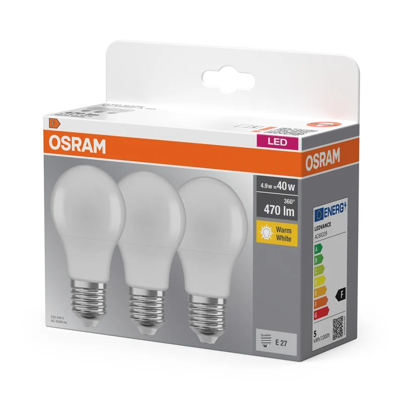 OSRAM LED Basis Classic A 4,9W 827 Opaco E27