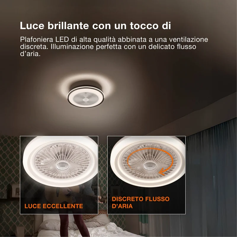 Ventilatore da soffitto LED OSRAM Murlan 490mm 43W CCT RGB