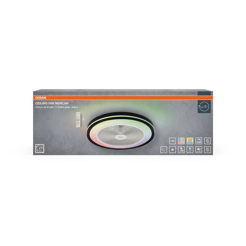 Ventilatore da soffitto LED OSRAM Murlan 490mm 43W CCT RGB