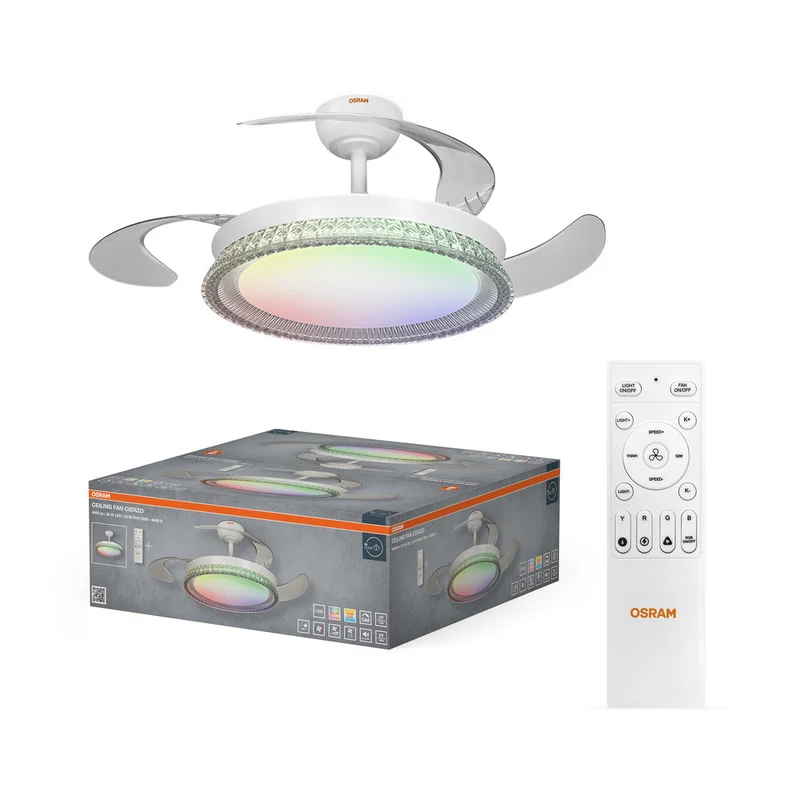 Ventilatore da soffitto LED OSRAM Cierzo 1220mm 60W CCT RGB