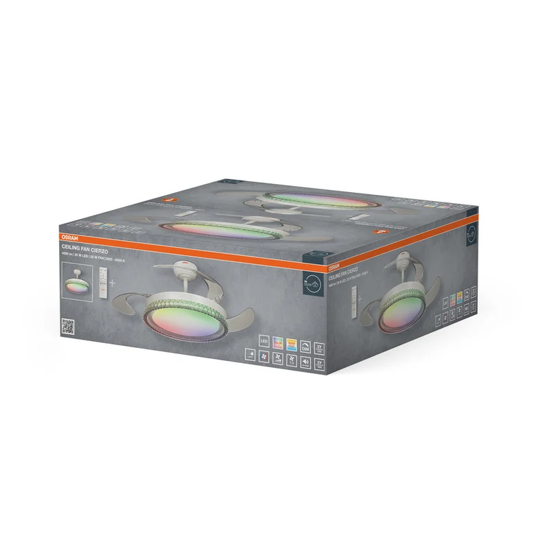 Ventilatore da soffitto LED OSRAM Cierzo 1220mm 60W CCT RGB