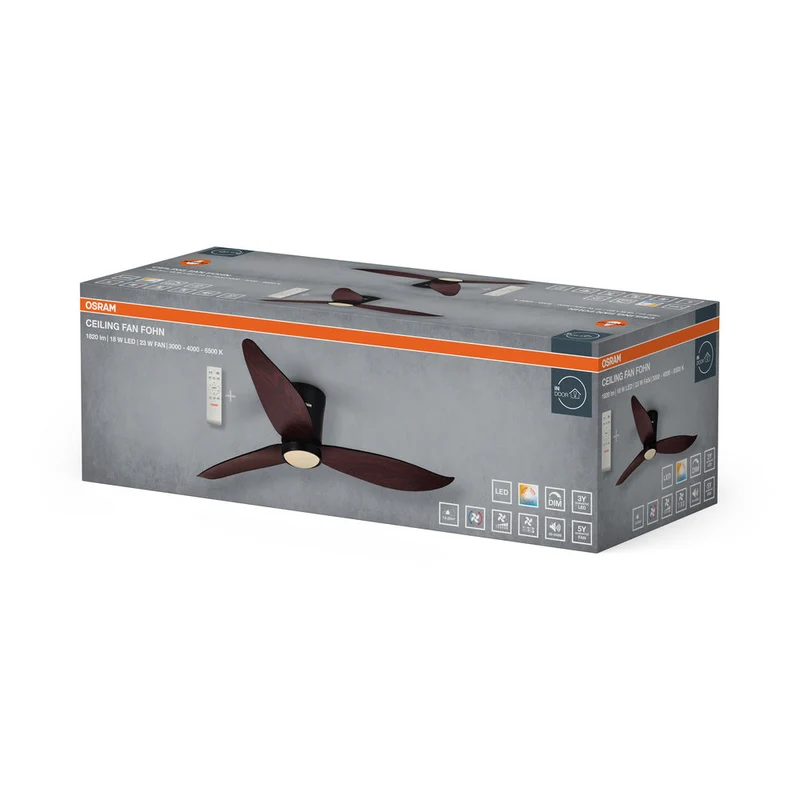 Ventilatore da soffitto LED OSRAM Fohn 1168mm 41W CCT