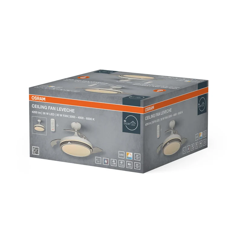 Ventilatore da soffitto LED OSRAM Leveche 1060mm 66W CCT