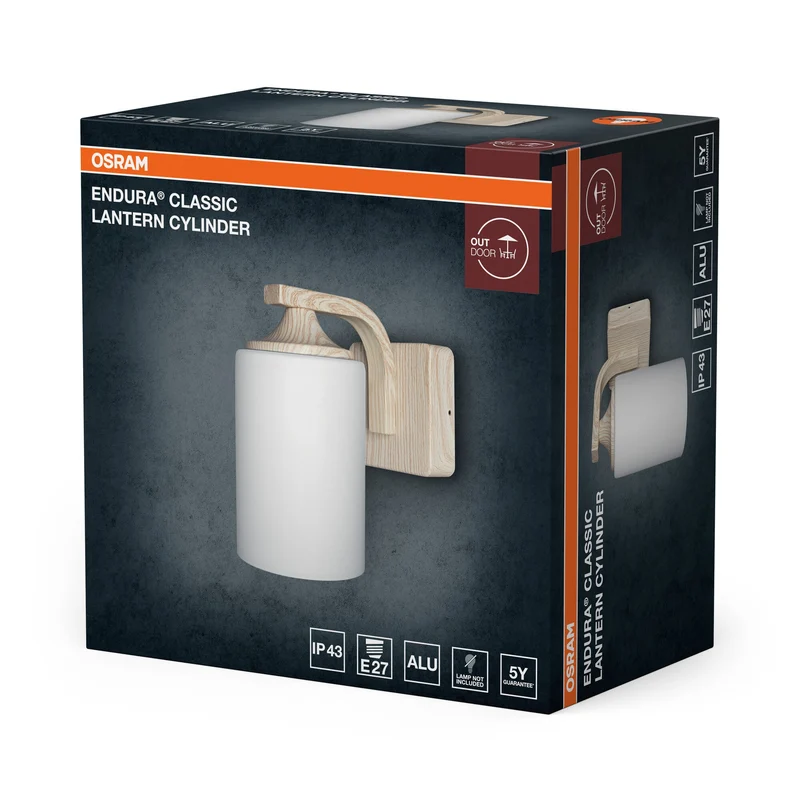 OSRAM Lampada da parete, ENDURA Classic, decorazione legno, E27, IP43
