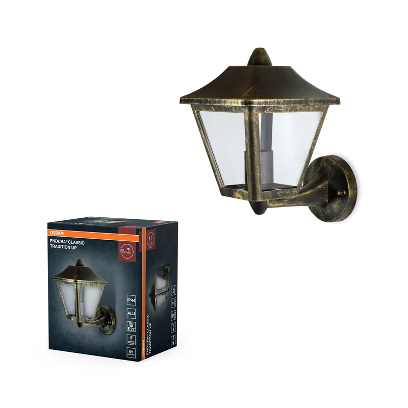 OSRAM ENDURA Lampada da parete in alluminio nero-oro per esterni, IP44