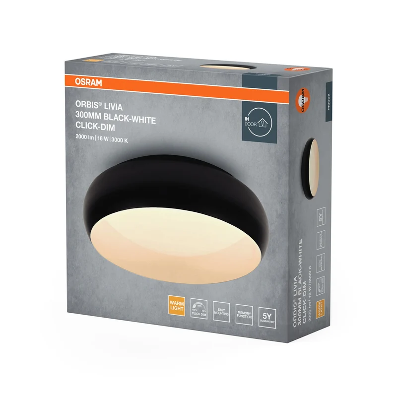 OSRAM ORBIS Livia Lampada da soffitto 16W 1000lm nero/bianco