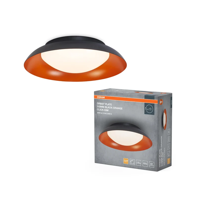 OSRAM ORBIS Plate Lampada da soffitto 19W 310mm nero/arancione