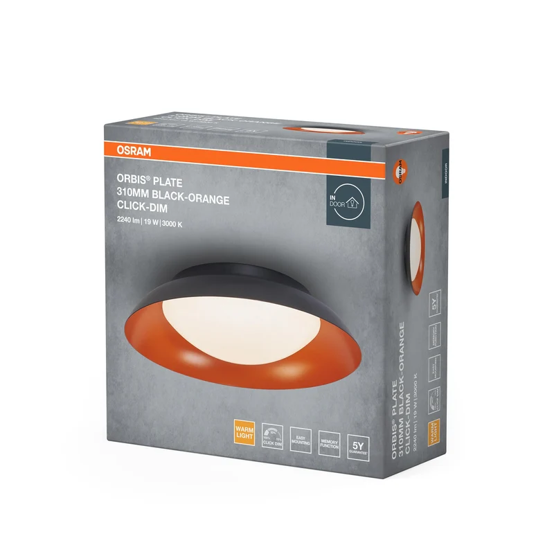 OSRAM ORBIS Plate Lampada da soffitto 19W 310mm nero/arancione