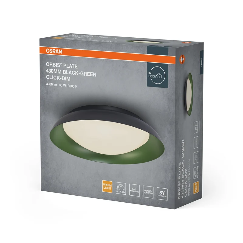 OSRAM ORBIS Plate Lampada da soffitto 35W 430mm nero/verde