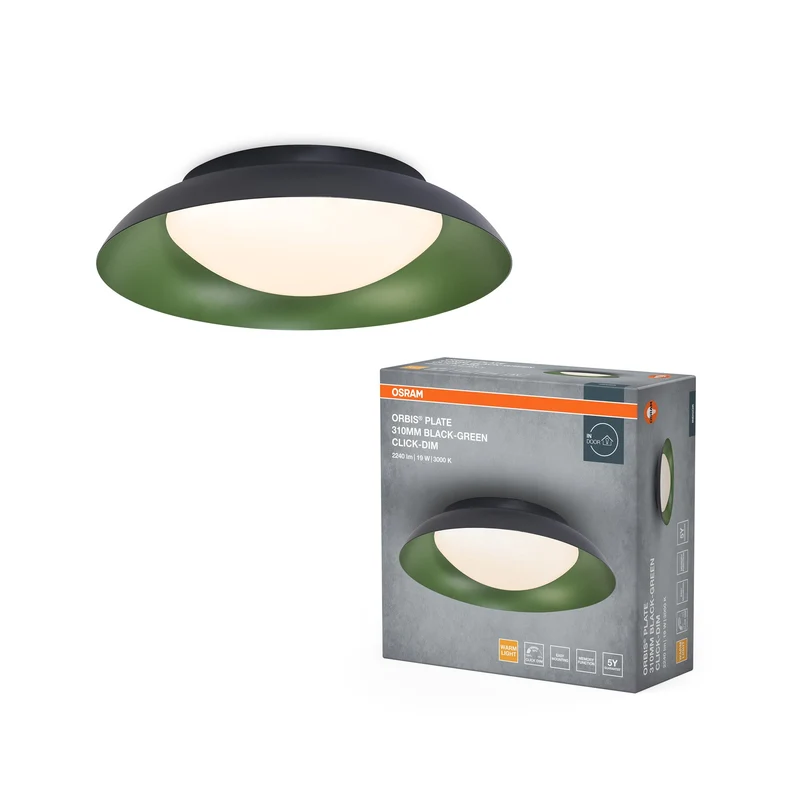 OSRAM ORBIS Plate Lampada da soffitto 19W 310mm nero/verde