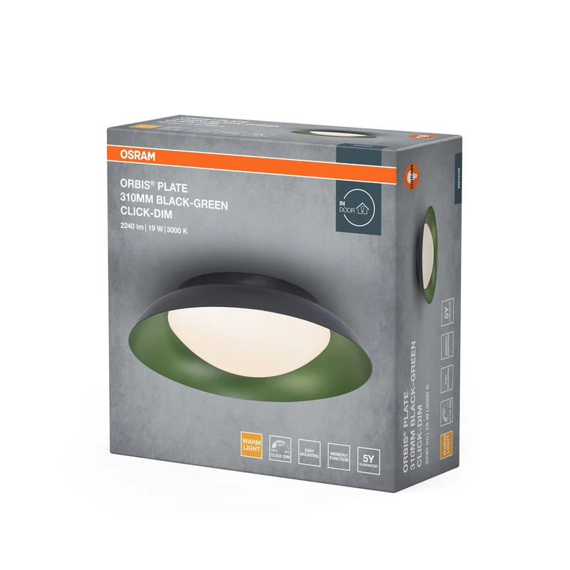 OSRAM ORBIS Plate Lampada da soffitto 19W 310mm nero/verde