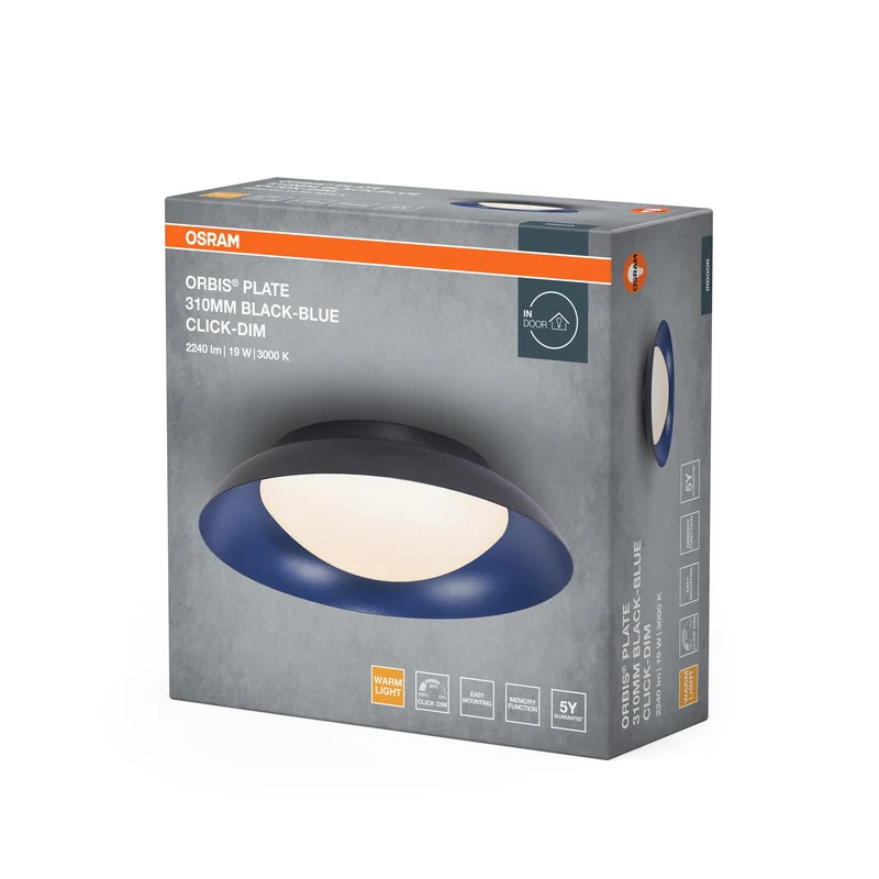 OSRAM ORBIS Plate Lampada da soffitto 19W 310mm nero/blu