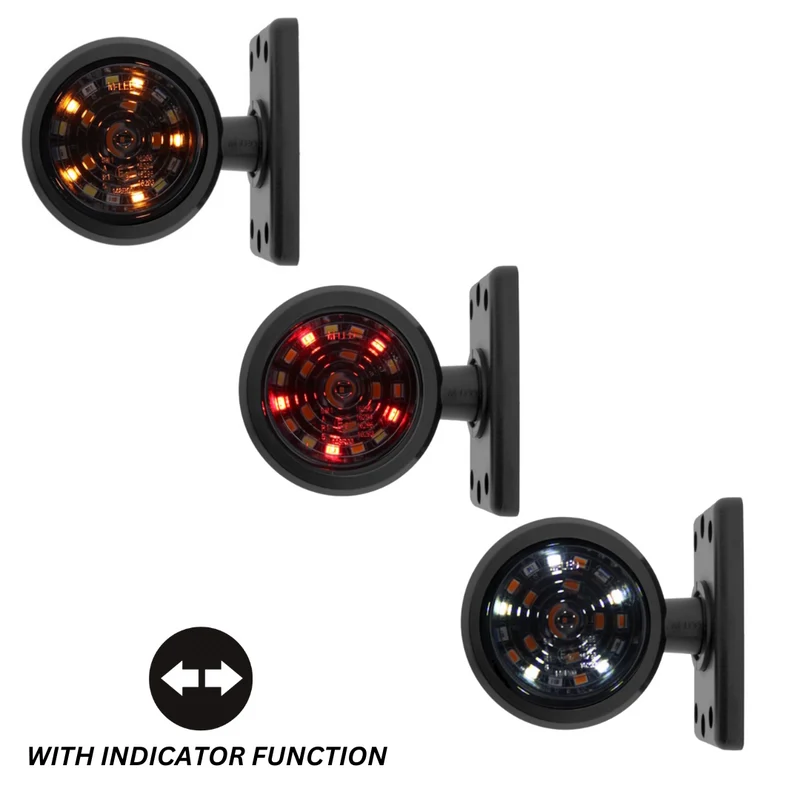 Luce di segnalazione a LED danese corta affumicata / tricolore con funzione di indicatore