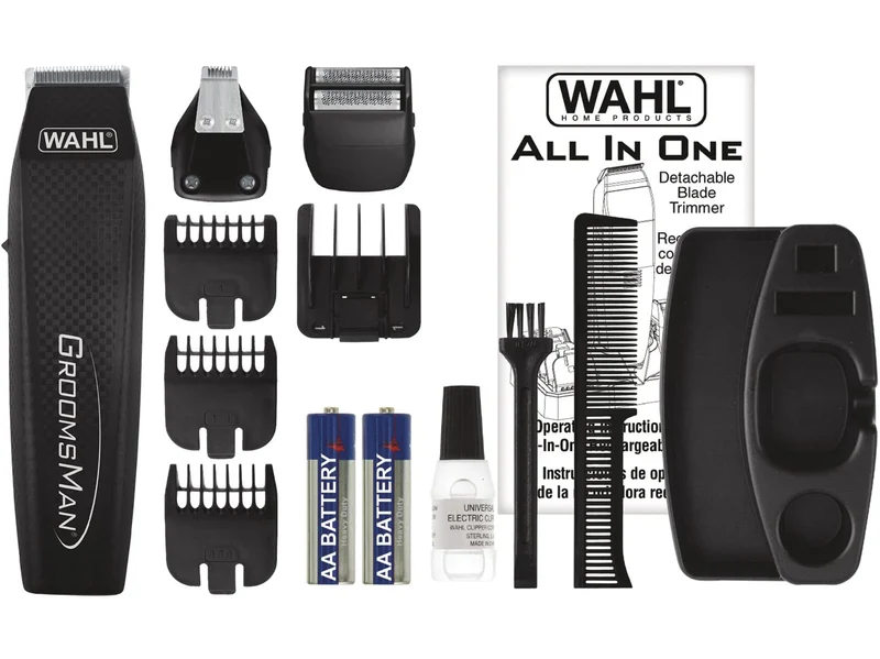 WAHL Groomsman Regolabarba rasoio elettrico uomo 6 pettini accessori trimmer