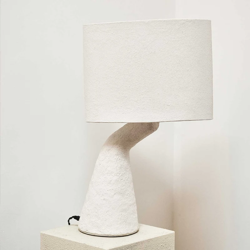 Earth 04 - Lampe à poser en papier mâché, style wabi-sabi