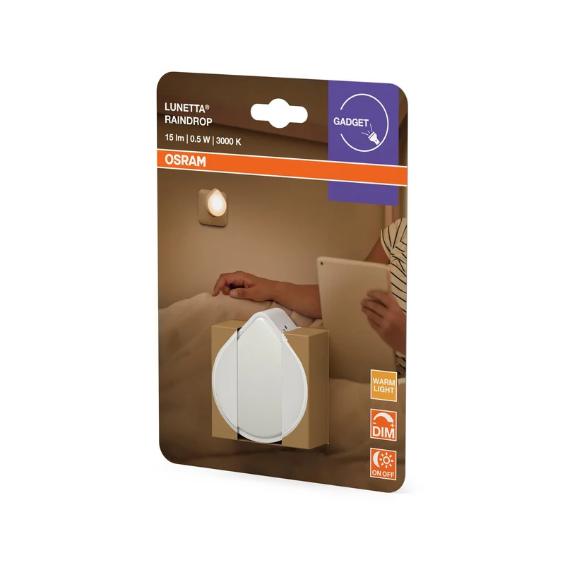 OSRAM LUNETTA RAINDROP Luce notturna con sensore, 0,5W, 15lm