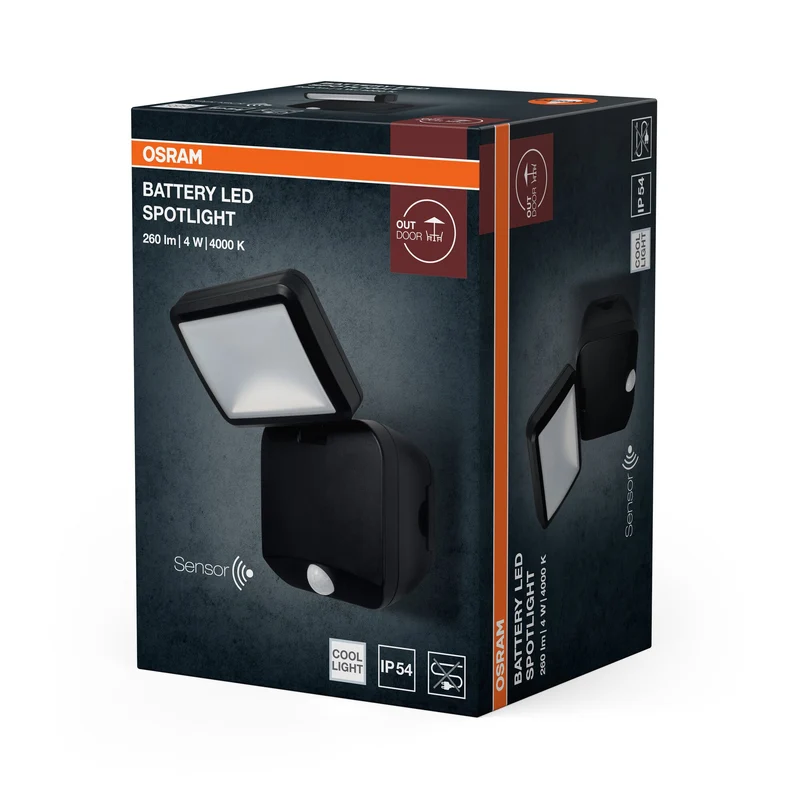 OSRAM Lampada esterna, Battery LED Spotlight, nero, 4000K