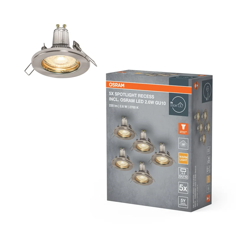 OSRAM Set faretti da incasso con 5 LED OSRAM Brushed