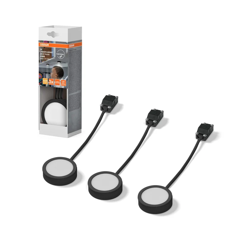 OSRAM Faretto sottopensile rotondo 65mm 3 pezzi nero