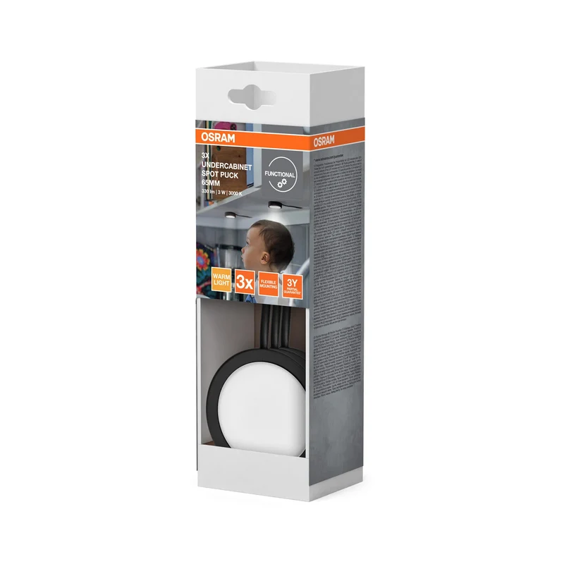 OSRAM Faretto sottopensile rotondo 65mm 3 pezzi nero