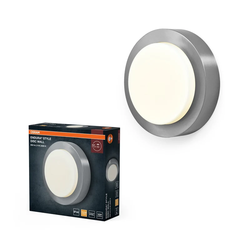 OSRAM ENDURA STYLE DISC Lampada da parete esterna in acciaio inox 8W