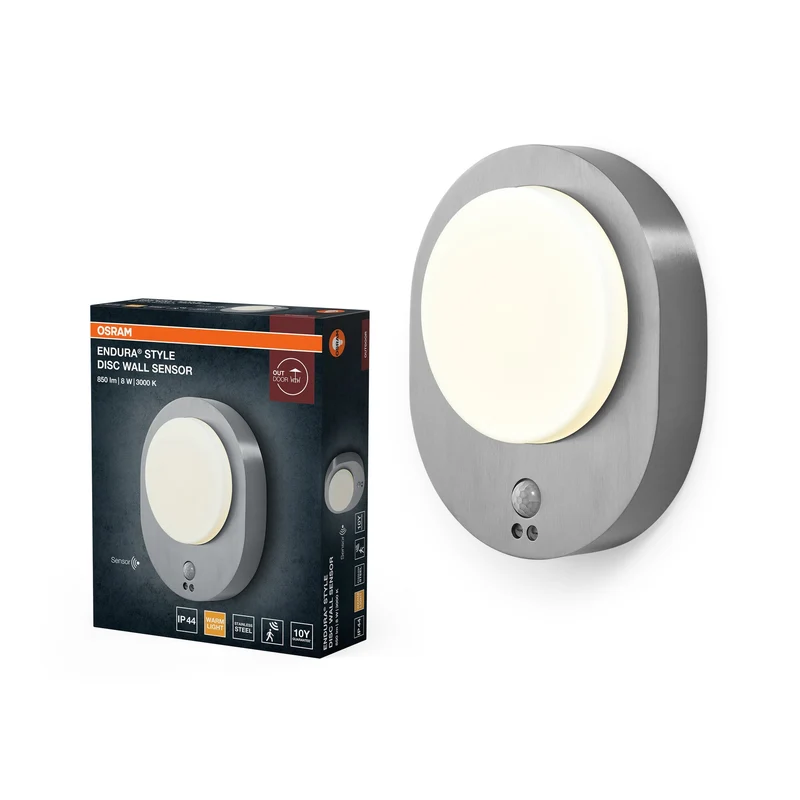 OSRAM ENDURA STYLE DISC Lampada da parete esterna con sensore 8W