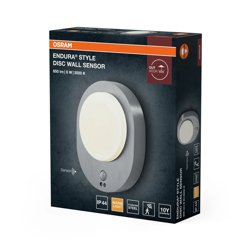 OSRAM ENDURA STYLE DISC Lampada da parete esterna con sensore 8W