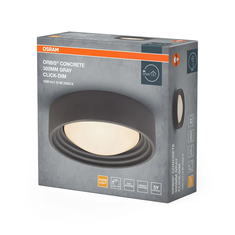 OSRAM ORBIS Concrete Lampada da soffitto 300mm 13W 800lm grigio